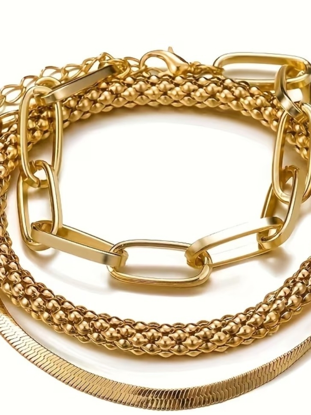 Gold Multi-Chain Women's Bracelet Set